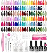 Beetles Gel Nail Polish 77PCS Gel Nail Polish Set- 60 Colors Gel Polish Kit with Storage Bag Base...