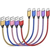 etguuds Short USB C Cable 1ft, 5-Pack Color USB to USB C Charger Cable Fast Charging USB Type C C...