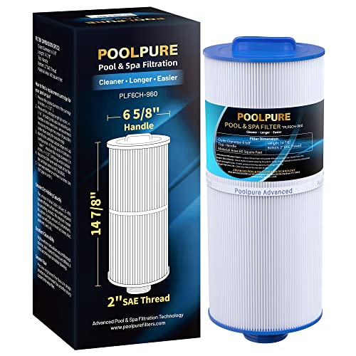 POOLPURE PLF6CH-960 Spa Filter Replaces PJW60TL-F2S, Jacuzzi Filters J-300, J400, Unicel 6CH-960, Filbur FC-2800, 6540-476, 6