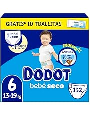 Dodot Pañales Bebé-Seco Talla 6 (+13 kg), 132 Pañales con Protección Antifugas, Pack Mensual