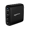 Amazon Basics 100W Four-Port GaN Wall Charger with 2 USB-C (100W, 18W) & 2 USB-A Ports (12W) with PD for Laptops, Tablets & Phones (iPhone 15/14/13/12/11/X,iPad,MacPro, Samsung & more), non-PPS, Black