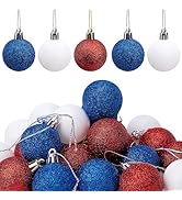 KEYYOOMY 24Pcs Hanging Ornaments for 4th of July - Red Blue White Hanging Tree Decorations for In...