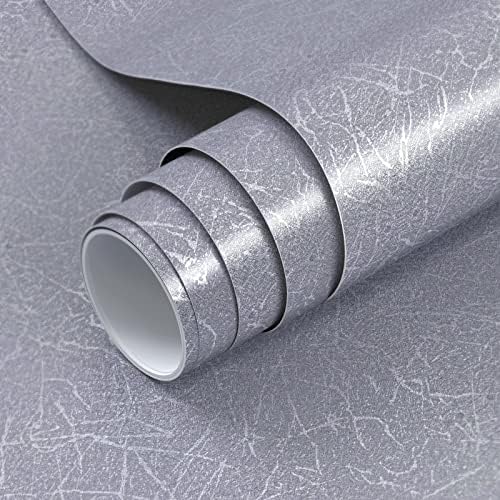 VOLEAAR Silver Silk Contact Paper 40CM x 1000CM Peel and Stick ...