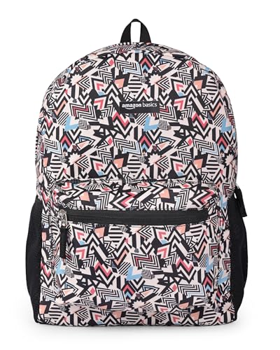 Amazon Basics Lightweight Polyester Backpack (Multicolour Print) | Durable, Comfortable & Stylish | Multiple Compartments & S