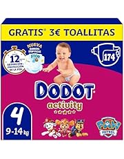 Dodot Pañales Bebé Activity Talla 4 (9-14 kg), 174 Pañales, Nuestro Nº1 en Absorción y Comodidad