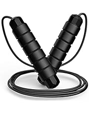 Jump Rope, Tangle-Free Rapid Speed Jumping Rope Cable with Ball Bearings for Women, Men and Kids, Adjustable Foam Handles Steel Jump Ropes for Fitness,Black