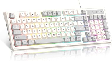 Free wolf K8 Teclado Español Gamer con Cable, 98 Key Teclado Gaming, Luz de Retroiluminación Rainbow, Botón de Colisión de Co