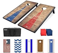 Classic Cornhole Set – Includes 8 Bean Bags, Travel Case and Game Rules (Choice of Style)