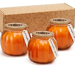 Fall Pumpkin Candle Set, Pumpkin Spice Scented Candle, Thanksgiving Fall Table Centerpiece, Farmhouse Fall Halloween Home D…