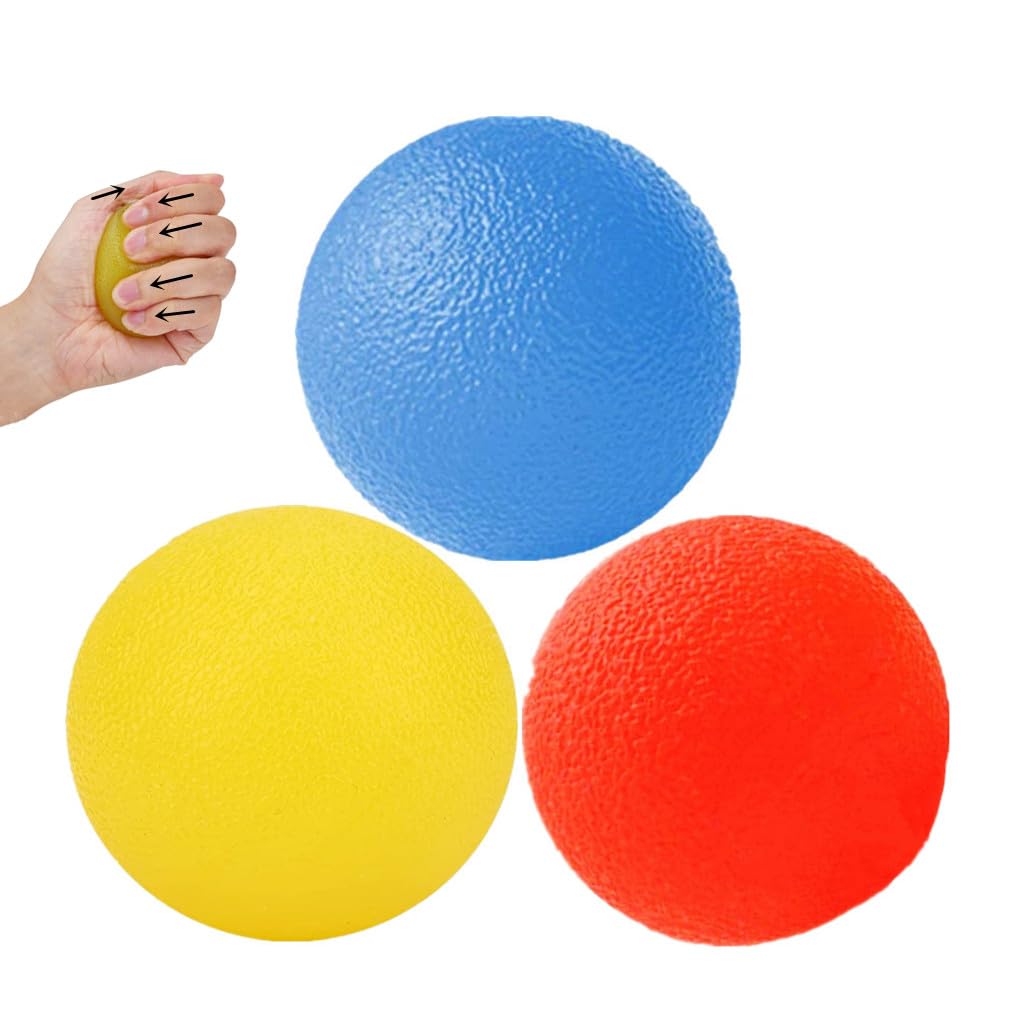 3 Resistance Levels Physical Therapy Hand Exercise Balls Stress Relief Balls Set for Adults Squeeze Balls Kits for Hand Finger Wrist Muscles Arthritis Hand Grip Strength Trainer