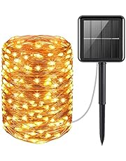 AICase Lichtsnoer op zonne-energie, 200 leds, met 22 m koperdraad, 8 modi, IP65 waterdicht, voor tuin, terras, balkon, feestwarm wit