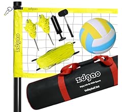 Outdoor Portable Volleyball Net System - Adjustable Height Poles with Soft Volleyball Ball, Pump, Hammer, Boundary Line, an…