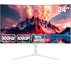 CRUA Moniteur de Jeu incurvé de 24" 100 Hz, Full HD 1080p 2800R sans Cadre, GTG 1 ms avec FreeSync, Faible Flou de Mouvemen…