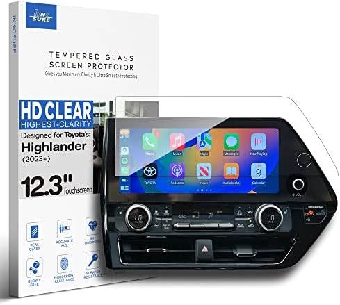 INNOSURE Tempered Glass Screen Protector for 2023/2024/2025 Toyota Highlander Limited/Platinum 12.3" Touchscreen (HD Clear)