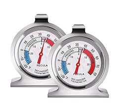 2 Pack Refrigerator Thermometer, -30~30°C/-20~80°F, Classic Fridge Analog Thermometer Large Dial with Red Indicator Thermom…