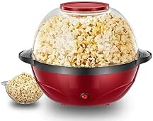 STAR WORK Automatic Stirring Popcorn Maker Popper, Electric Hot Oil Popcorn Machine with Measuring Cap & Built-in Reversible Serving Bowl