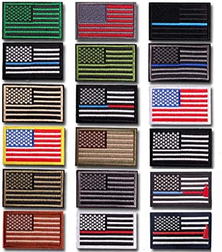 Antrix 18 Pcs Iron On American Patches, Iron On American Flag Patch for Clothes, Embroidered Iron On Sew on Tactical USA Badge Emblem Applique Patch for Clothes Jeans Jacket Backpack-3.15x2 inch