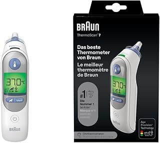 Braun ThermoScan 7 Termómetro de oído , Tecnología Age Precision , Pantalla digital codificada por colores , Apto para beb...