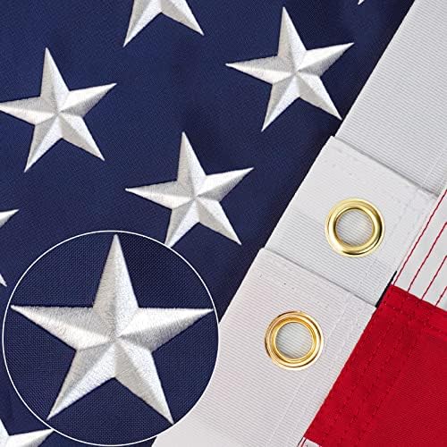 Thicken American Flag, US Flags 3x5 Outdoor 100% in USA High Wind, 3x5 American Flag Outdoor Heavy Duty with Embroidered Stars, 420D Nylon US Flag with Sewn Stripes Brass Grommets Outside All Weather