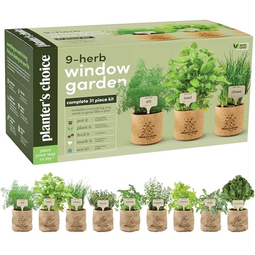 9 Herb Indoor Window Garden Kit - House Plants Seeds - Best Unique Gift Ideas for Women, Mom, Friend, Her, Birthday, Housewar