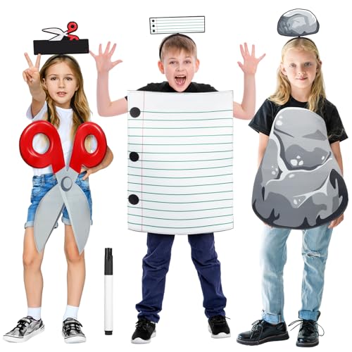 Suhine 7 Pcs Rock Paper Scissors Costumes Kids Set Fun Group Halloween Costumes for 3 Family Halloween Outfits for Child