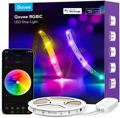 Govee RGBIC Alexa LED Strip Light 16.4ft, Smart WiFi LED Lights Work with Alexa and Google Assistant, Segmented DIY, Music Sync, Color Changing LED Strip Lights for Room, Bedroom, Holiday