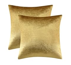 GIGIZAZA Gold Velvet Decorative Throw Pillow Covers,18x18 Pillow Covers for Couch Sofa Bed 2 Pack Soft Cushion Covers