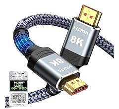 Highwings 8K 10K 4K HDMI Cable 48Gbps 6.6FT/2M, Certified Ultra High Speed HDMI Cable Braided Cord-4K@120Hz 8K@60Hz, DTS:X,…