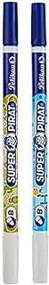 Pelikan Super-Pirat Royal Blue/Ink Eradicator Pen, Fine Tip on Pen, Broad Tip on Eradicator, 2 Pack (921734), 5.000