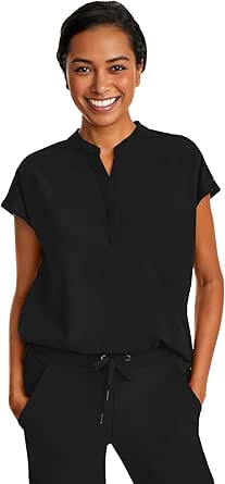 Healing Hands Women&#39;s Scrub Top Relaxed Fit Journey Top - 2 Pockets with Knit Details, Dolman Sleeve and Rounded Hem - 2152