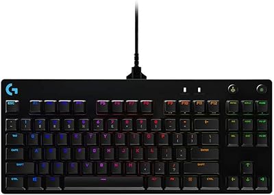 Logitech G PRO Mechanical Gaming Keyboard, Ultra Portable Tenkeyless Design, Detachable Micro USB Cable, 16.8 Million Color LIGHTSYNC RGB Backlit Keys