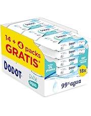 Dodot Toallitas Pure Aqua para Bebé, 99% Agua, 100% Fibras de Origen Vegetal, 864 Toallitas, 18 Paquetes de 48 unidades