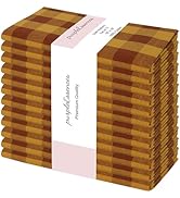 PurpleEssences Buffalo Plaid Cloth Napkins - Mitered Corners - Fall Thanksgiving Pastel Gingham C...