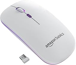 amazon basics Rechargeable Wireless Mouse with RGB LED Backlit 1600 DPI Ergonomic Mouse for Laptop, PC