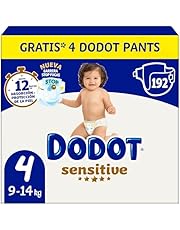 Dodot Pañales Bebé Sensitive, Talla 4 (9-14 kg), 192 Pañales + 4 Pants Gratis, Nº1 en Proteccion de la Piel de Dodot, Pack Mensual