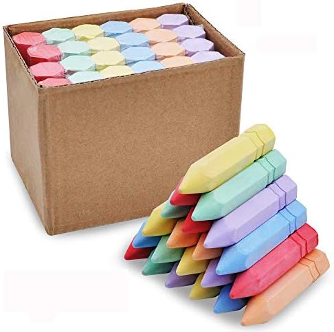 24 PCS Cone Shaped Non-Toxic Washable Sidewalk Jumbo Chalks Set for Art Play, Summer Outdoor Games and Chalkboard Drawing