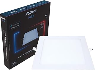 Painel Plafon Inteligente LED Smart Wi-Fi compatível com Alexa, linha NEO, 18W, 22x22, Embutir, Quadrado, Luz branca e ama...