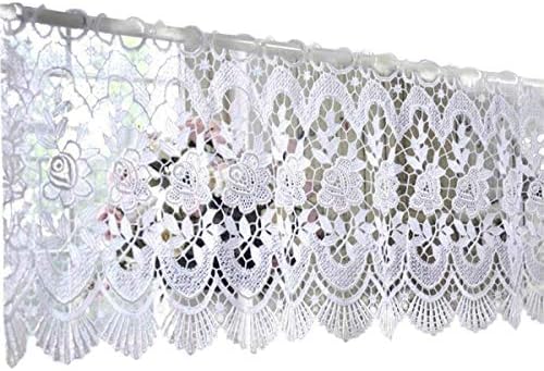 Fine Lady White Victorian Lace Flower Curtain Valance Crochet French Country Window Treatment Decorative Home Goods 52 inch by 11.8 inch (One Panel, 52" W x 11.8" L)