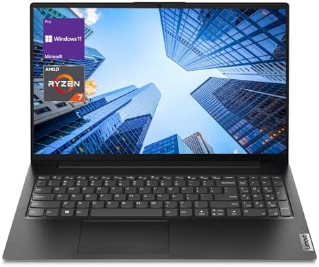 Lenovo V-Series V15 Business Laptop, 15.6" FHD Display, AMD Ryzen 7 7730U, 40GB RAM, 1TB SSD, Numeric Keypad, HDMI, RJ45, Webcam, Wi-Fi 6, Windows 11 Pro, Black