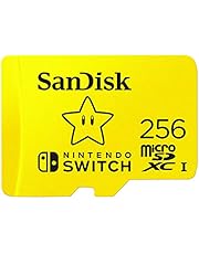 SanDisk microSDXC pour les consoles Nintendo Switch, Super Mario Super Star 256 Go, UHS-I Carte, jusqu&#39;à 100 Mo/s, Produit sous licence Nintendo, Class 10, U3