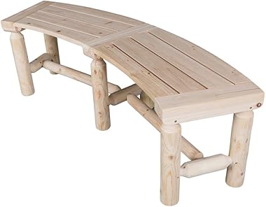 Kdgarden Banco de madera curvado para exteriores sin espalda, estilo rústico, madera de cedro/abeto, para patio, jardín, terr