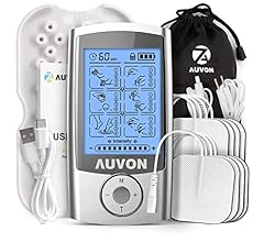 AUVON Rechargeable TENS Machine Muscle Stimulator for Pain Relief, TENS Unit with 24 Modes, 8pcs 2" x 2" TENS Machine Pads …