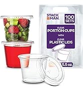 [100 Sets - 5.5 oz.] Plastic Clear Portion Cups, Snack / Yogurt /Parfait/ Pudding / Souffle /Dess...