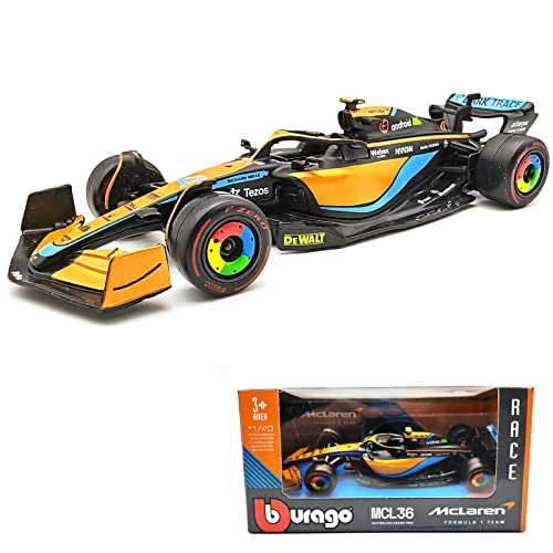 JODIYAAH 1:43 2022 F1 McLaren MCL36 #3 Daniel Ricciardo #4 Lando Norris Alloy Luxury Vehicle Diecast Cars Model Toy (2022 MCL36 #4)