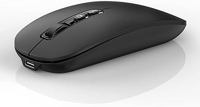 RAPIQUE Bluetooth Wireless Mouse, Rechargeable Multi-Device(Tri-Mode: BT1/BT2+2.4G) Computer Mice with USB Receiver, Slim Silent Mouse for Laptop/MacBook/Chromebook/Surface Pro/iPad/PC(Black)