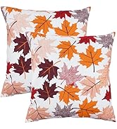 PurpleEssences Autumn Decorations Fall Porch Outdoor Throw Pillow Covers Décor Maple Leaves Farmh...