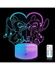 Shenjia Stitch lampara de noche 3D con luces LED RGB acrílicas que cambian de color para la decoración del dormitorio infantil