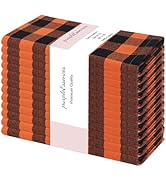 PurpleEssences Buffalo Plaid Cloth Napkins - Mitered Corners - Fall Thanksgiving Halloween Pastel...