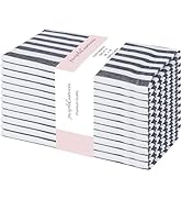 PurpleEssences Plain Striped Cloth Napkins - Set of 12-100% Cotton - 18 x 18 Inch - Spring and Su...