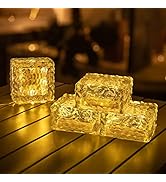 ROSHWEY 4 Pack Glass Solar Brick Lights, 4x4 inch Solar Ice Cube Lights Outdoor Waterproof with 8...